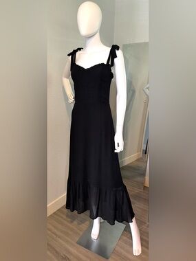 Reformation Nikita Dress Black Midi Tie Strap Size 8